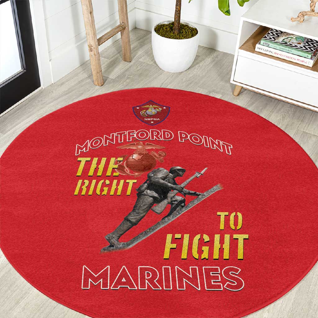 African American Heroes Round Carpet Montford Point Marines - Red LT15