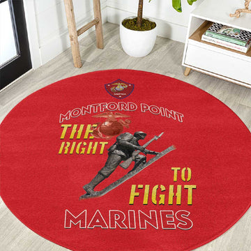 African American Heroes Round Carpet Montford Point Marines - Red LT15