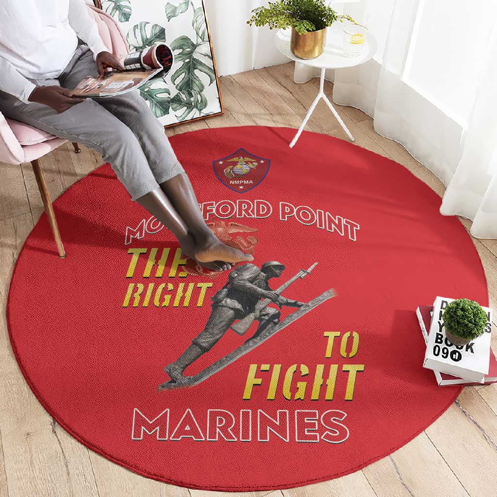African American Heroes Round Carpet Montford Point Marines - Red LT15