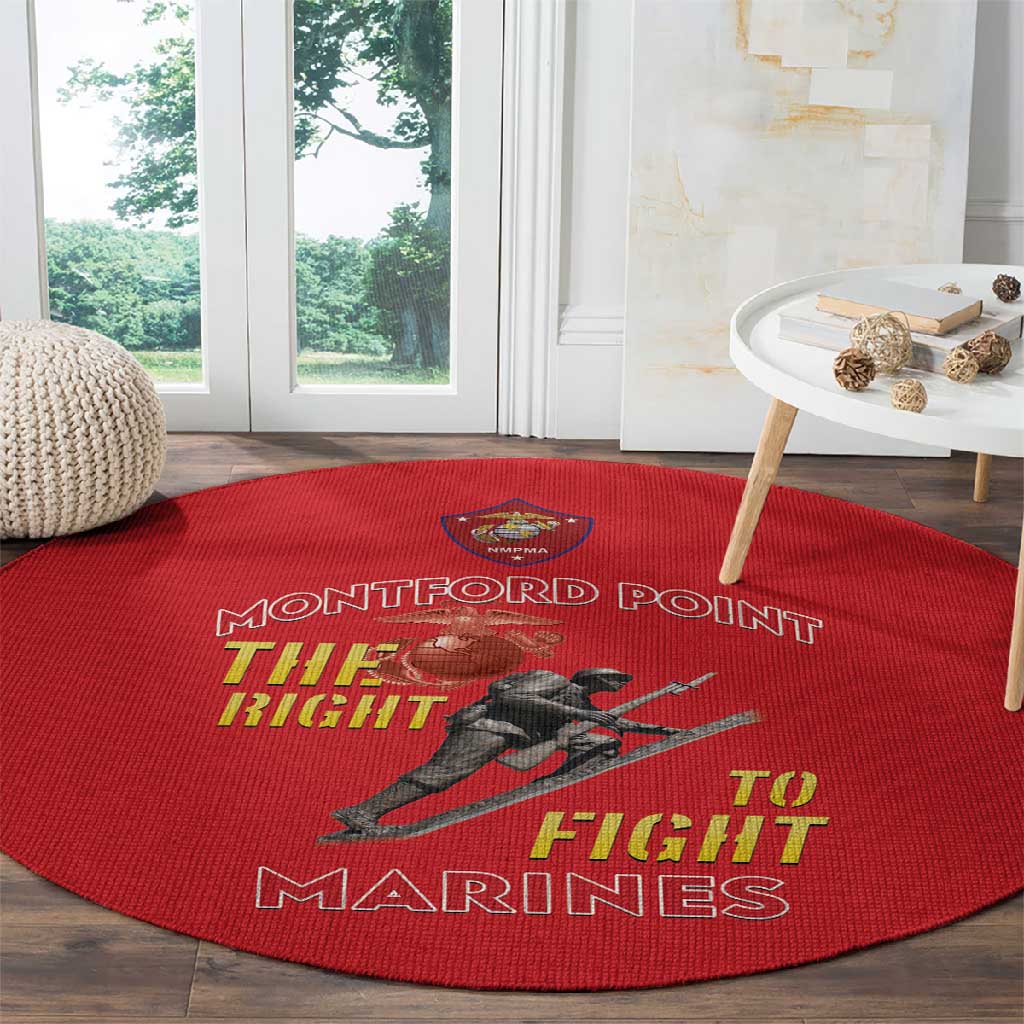 African American Heroes Round Carpet Montford Point Marines - Red LT15