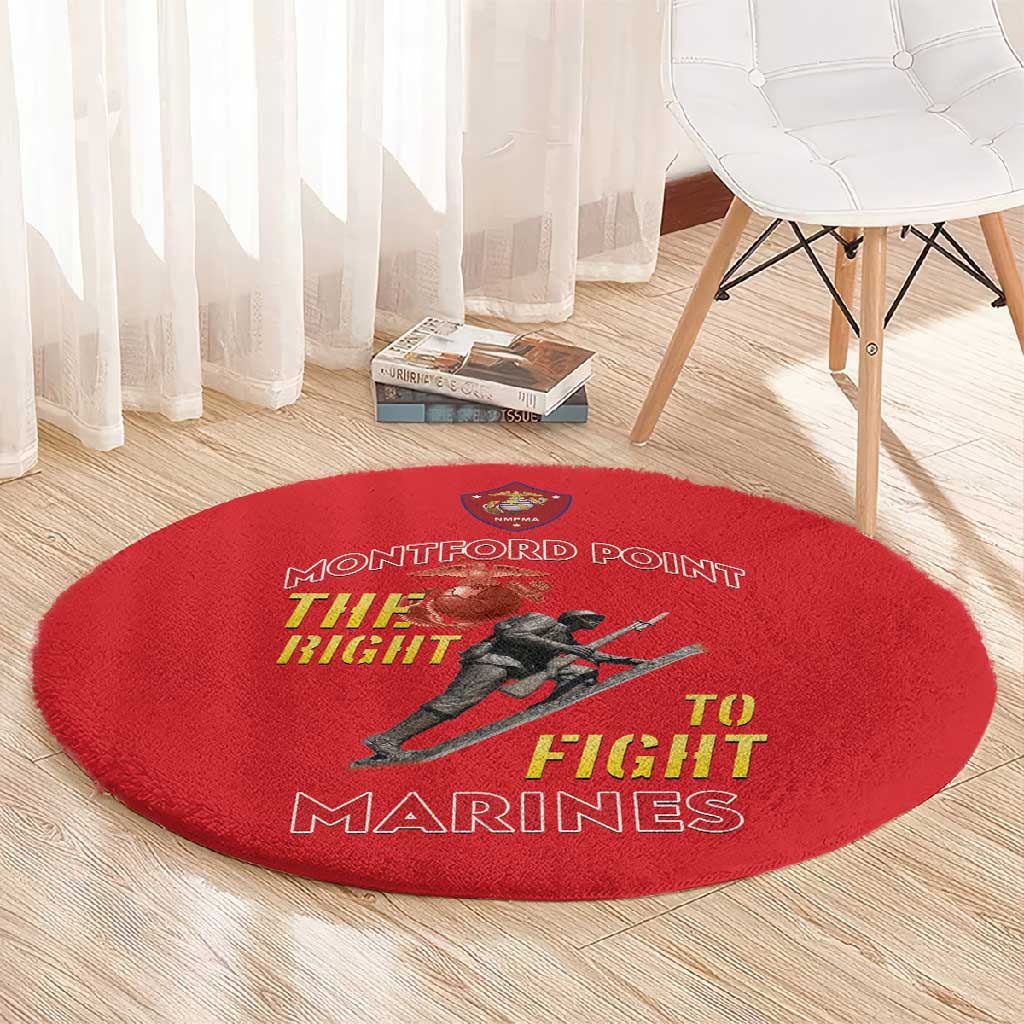 African American Heroes Round Carpet Montford Point Marines - Red LT15
