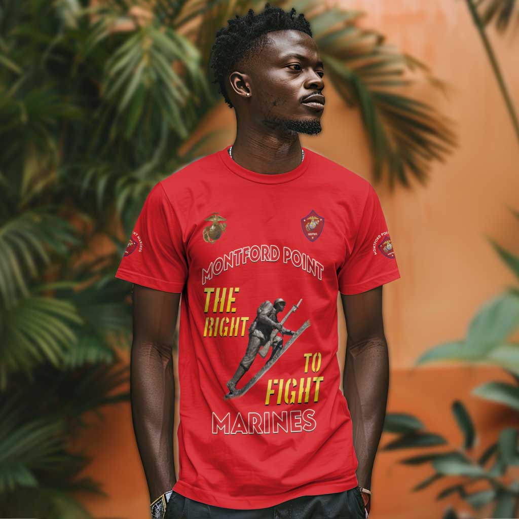 African American Heroes T shirt Montford Point Marines - Red LT15