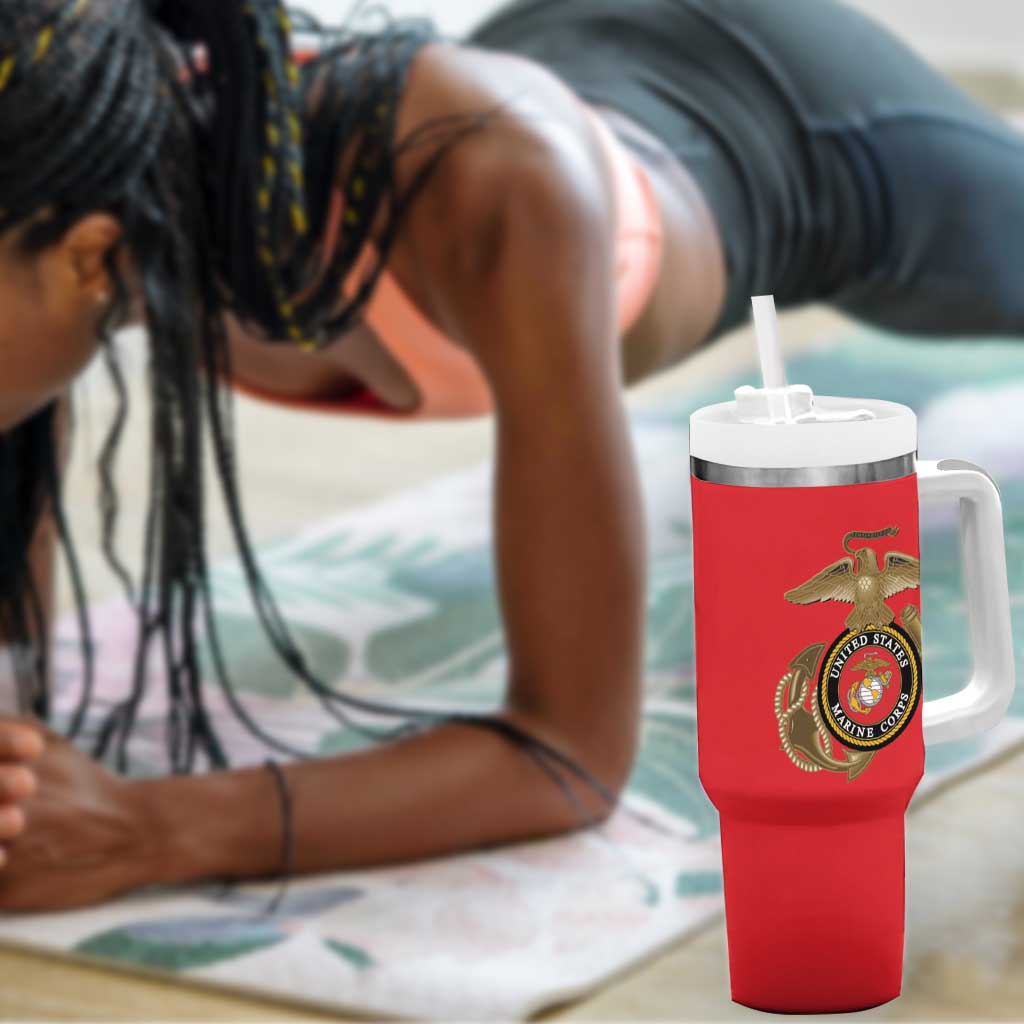 African American Heroes Tumbler With Handle Montford Point Marines - Red LT15