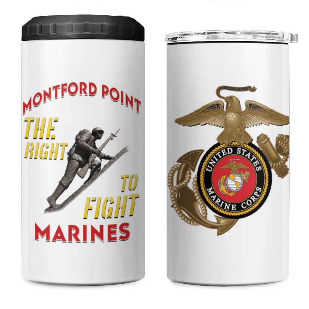 African American Heroes 4 in 1 Can Cooler Tumbler Montford Point Marines - White LT15