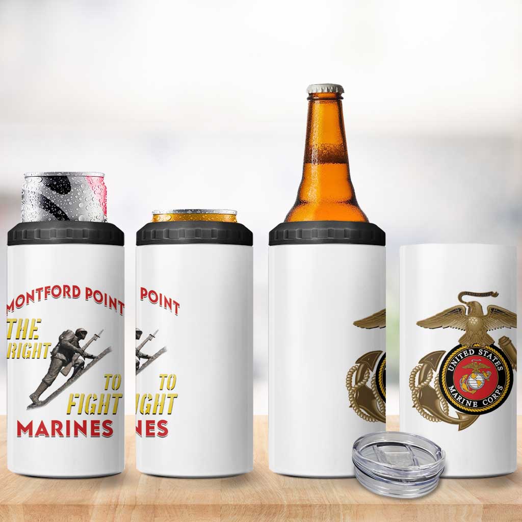 African American Heroes 4 in 1 Can Cooler Tumbler Montford Point Marines - White LT15