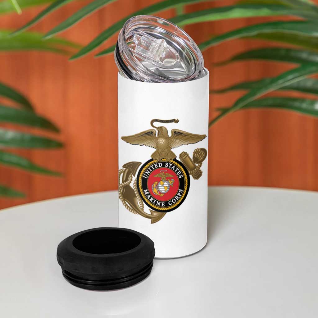 African American Heroes 4 in 1 Can Cooler Tumbler Montford Point Marines - White LT15