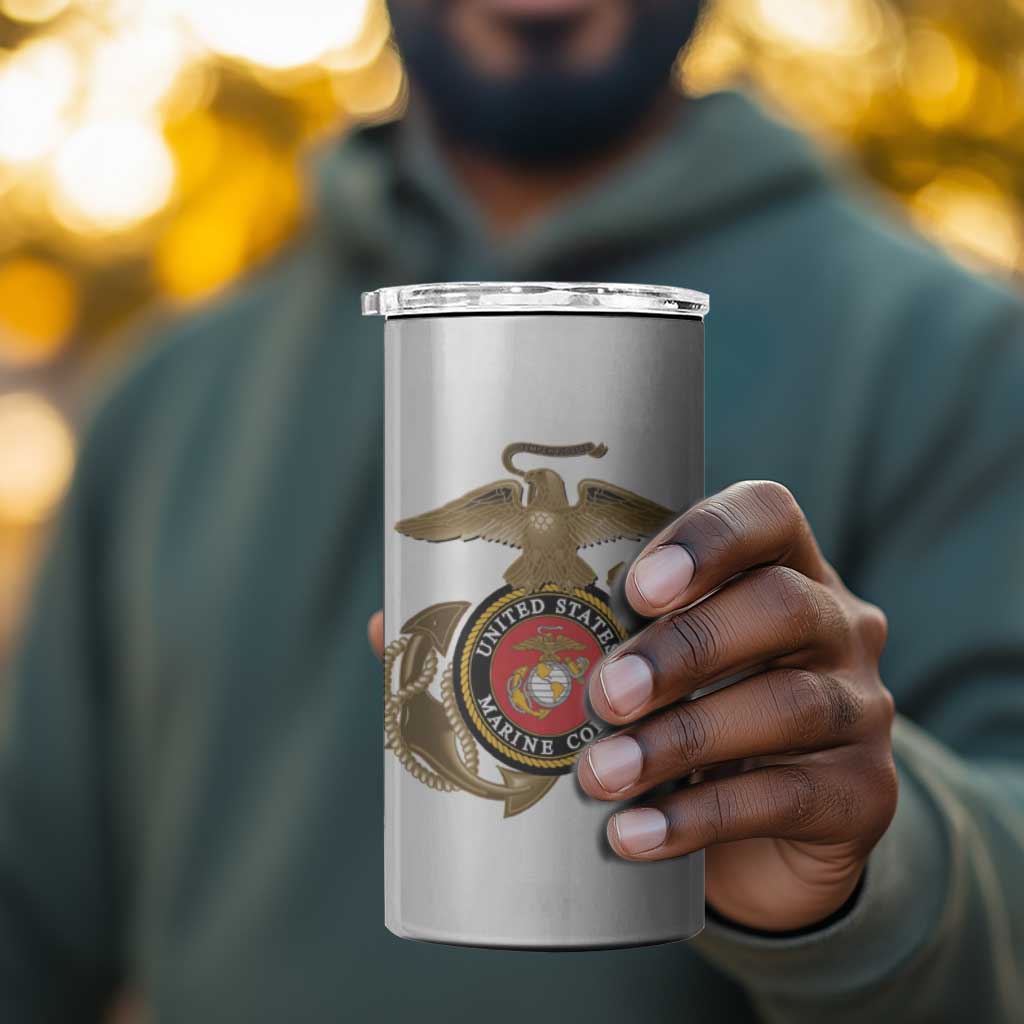 African American Heroes 4 in 1 Can Cooler Tumbler Montford Point Marines - White LT15