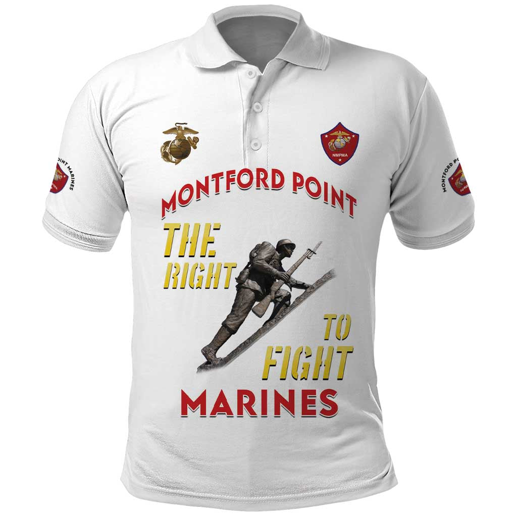 Montford Point Marines Polo Shirt The Right To Fight - White LT15