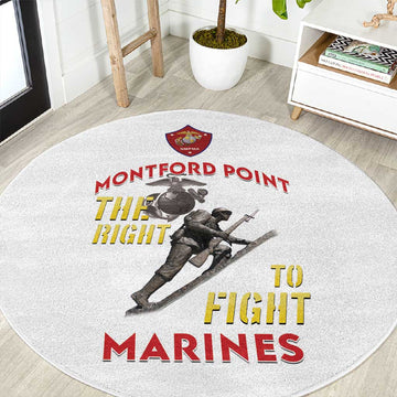 African American Heroes Round Carpet Montford Point Marines - White LT15
