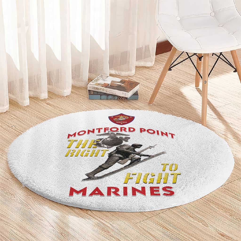 African American Heroes Round Carpet Montford Point Marines - White LT15