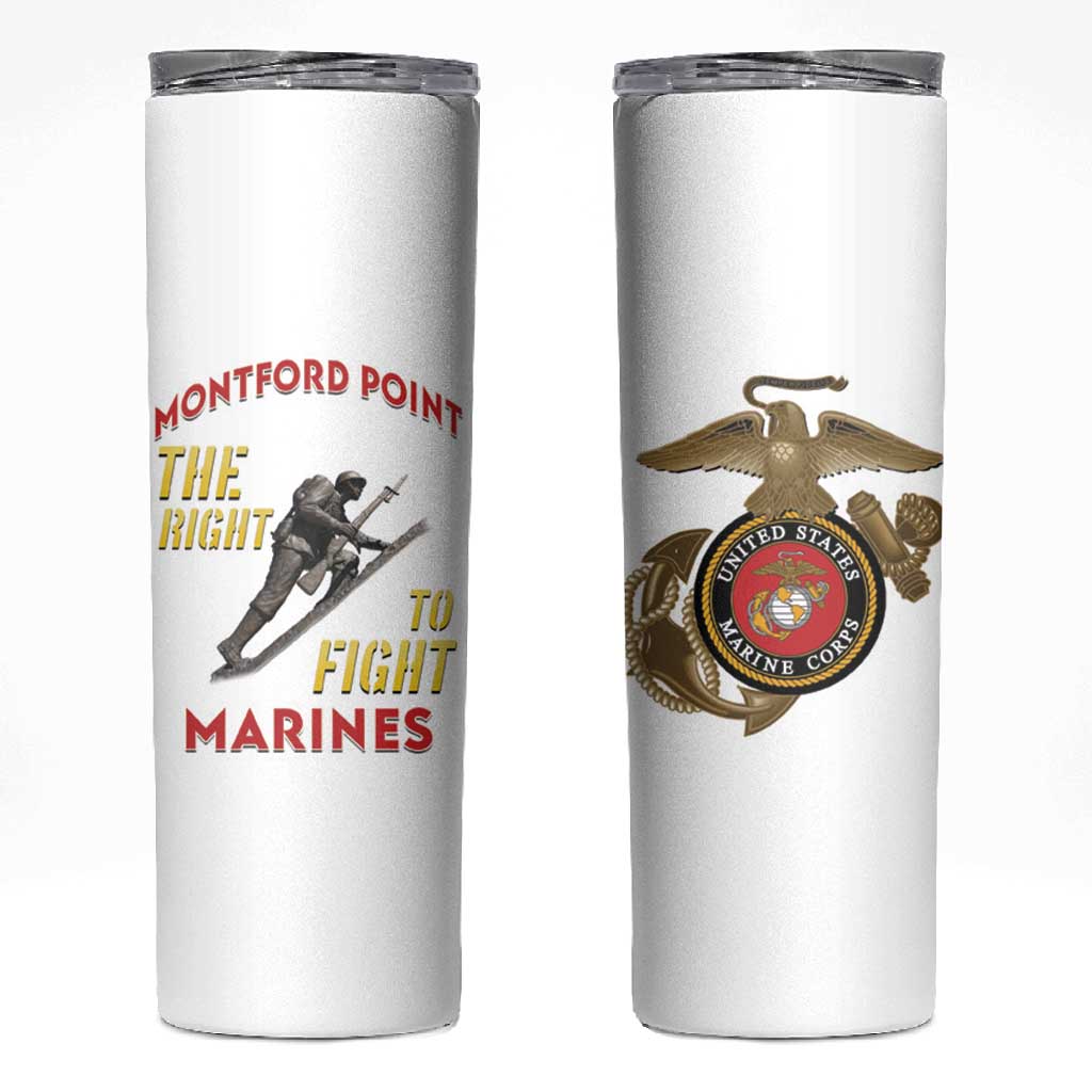 African American Heroes Skinny Tumbler Montford Point Marines - White LT15