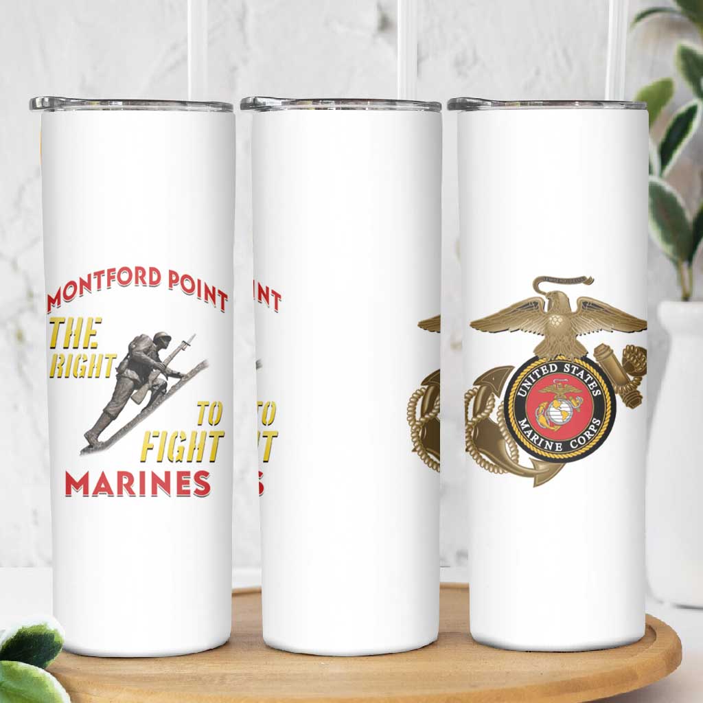 African American Heroes Skinny Tumbler Montford Point Marines - White LT15