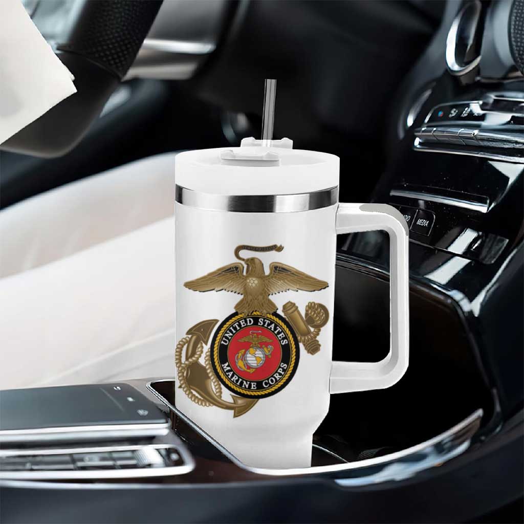 African American Heroes Tumbler With Handle Montford Point Marines - White LT15