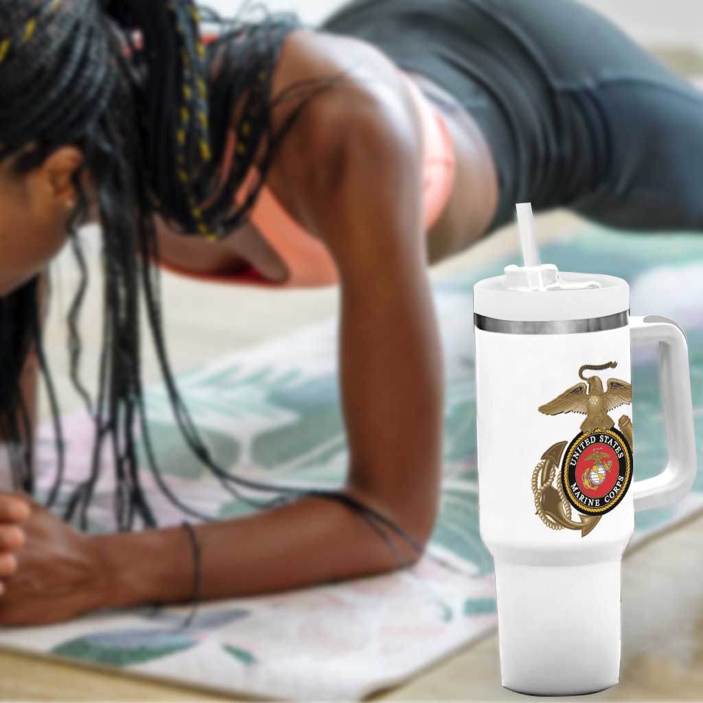 African American Heroes Tumbler With Handle Montford Point Marines - White LT15