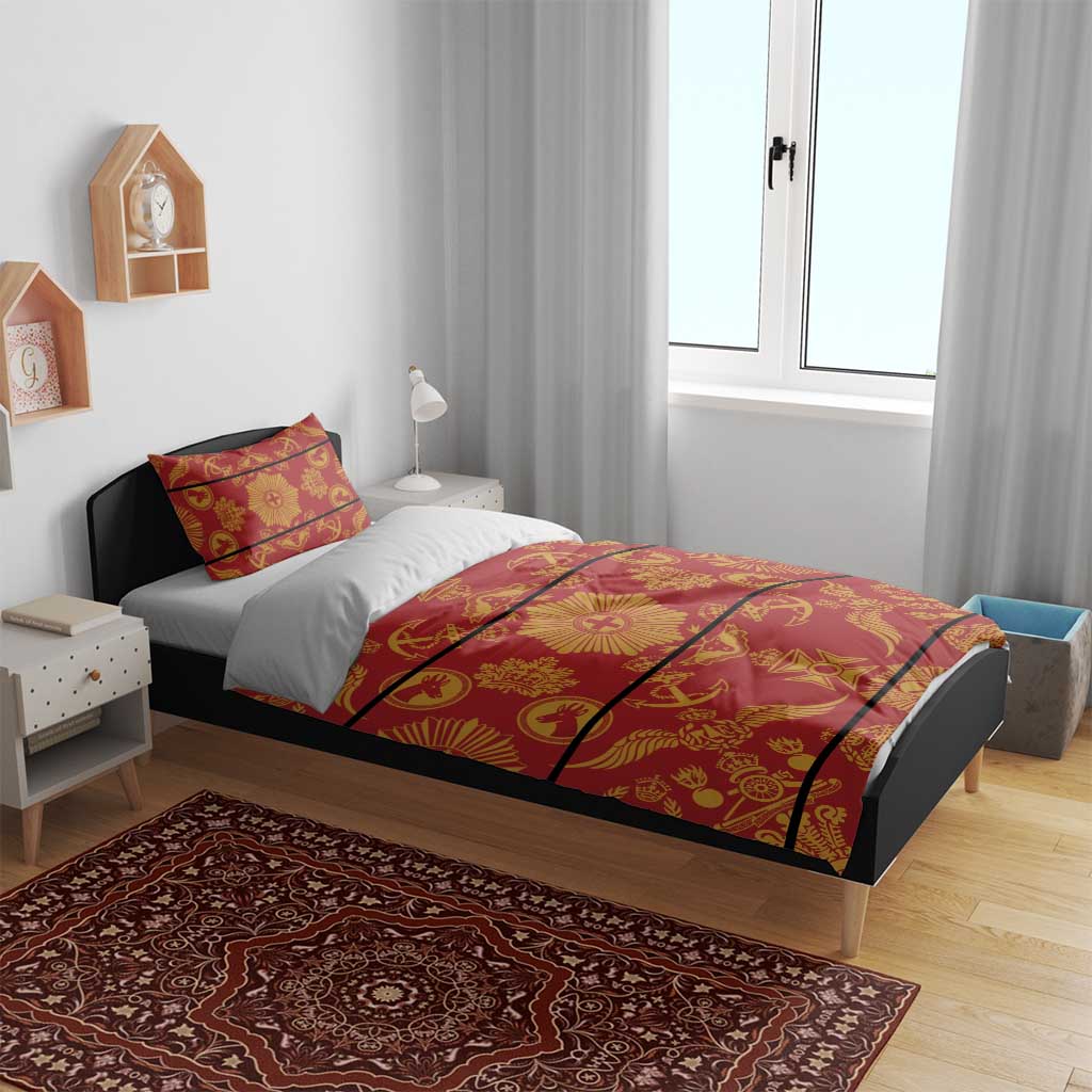 Basotho Blanket Bedding Set Lesotho Seanamarena Kharetsa Royal Red LT15
