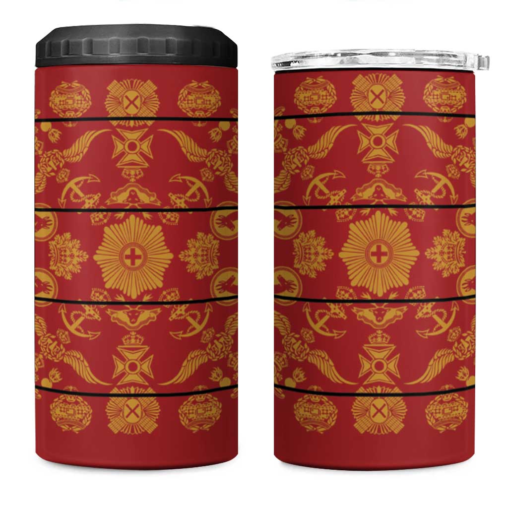 Basotho Blanket 4 in 1 Can Cooler Tumbler Lesotho Seanamarena Kharetsa Royal Red LT15