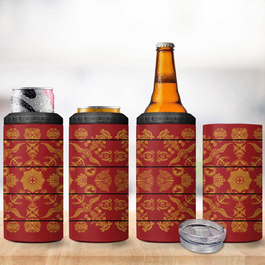 Basotho Blanket 4 in 1 Can Cooler Tumbler Lesotho Seanamarena Kharetsa Royal Red LT15