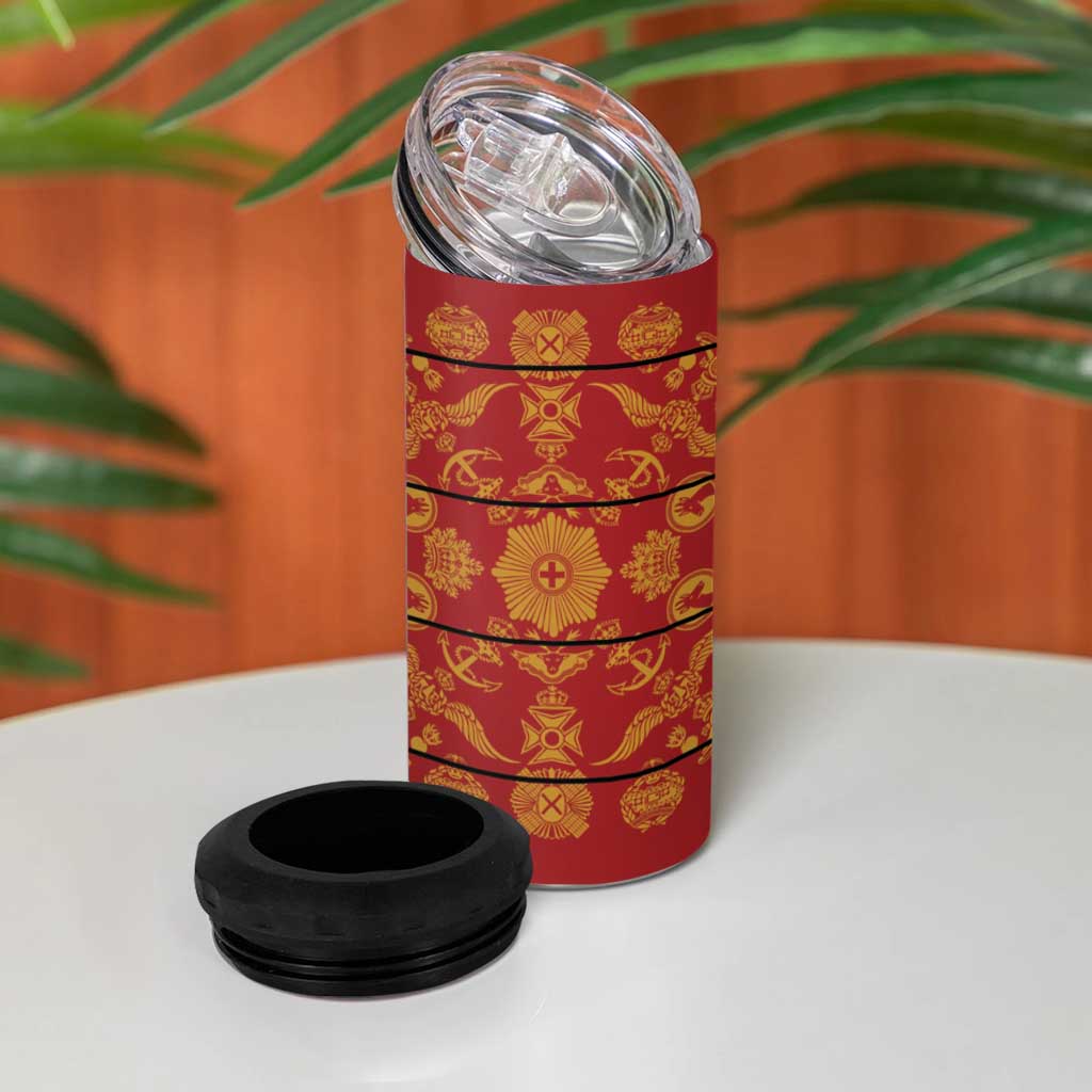 Basotho Blanket 4 in 1 Can Cooler Tumbler Lesotho Seanamarena Kharetsa Royal Red LT15