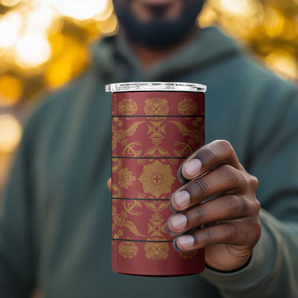 Basotho Blanket 4 in 1 Can Cooler Tumbler Lesotho Seanamarena Kharetsa Royal Red LT15