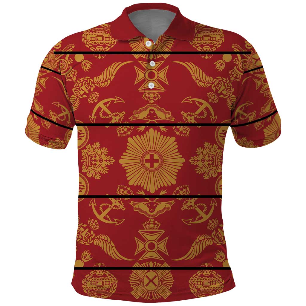 Lesotho Seanamarena Kharetsa Royal Red Polo Shirt Basotho Traditional Blanket Style LT15