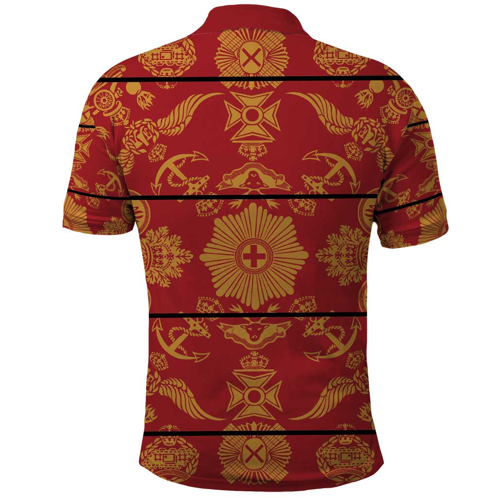 Lesotho Seanamarena Kharetsa Royal Red Polo Shirt Basotho Traditional Blanket Style LT15