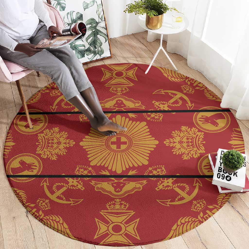 Basotho Blanket Round Carpet Lesotho Seanamarena Kharetsa Royal Red LT15
