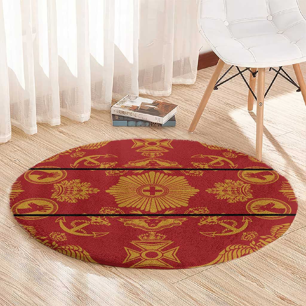 Basotho Blanket Round Carpet Lesotho Seanamarena Kharetsa Royal Red LT15