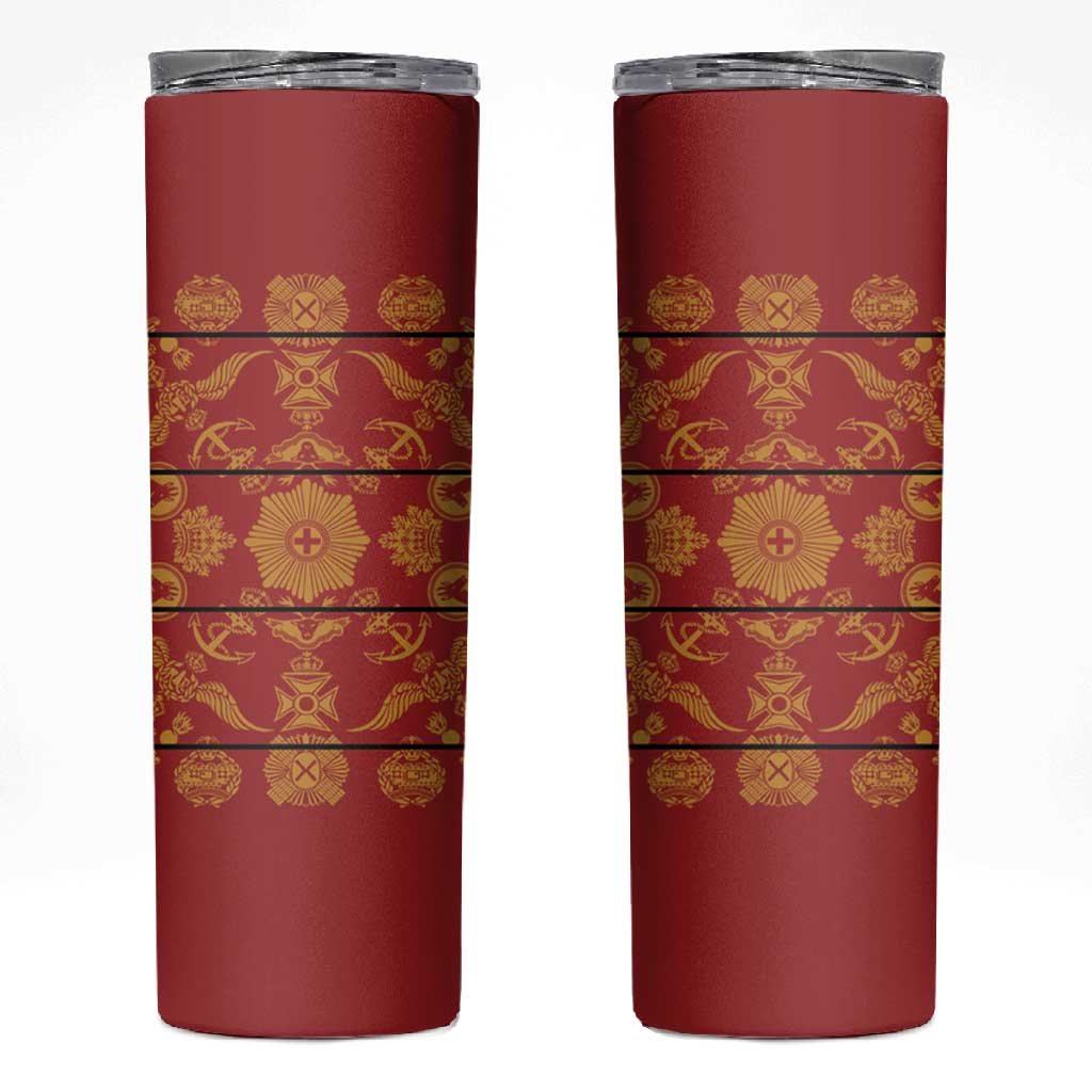Basotho Blanket Skinny Tumbler Lesotho Seanamarena Kharetsa Royal Red LT15