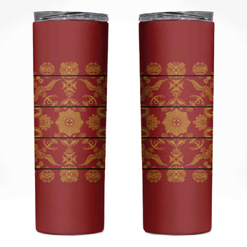 Basotho Blanket Skinny Tumbler Lesotho Seanamarena Kharetsa Royal Red LT15