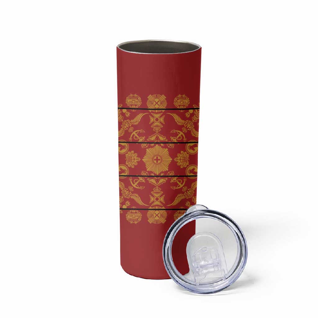 Basotho Blanket Skinny Tumbler Lesotho Seanamarena Kharetsa Royal Red LT15