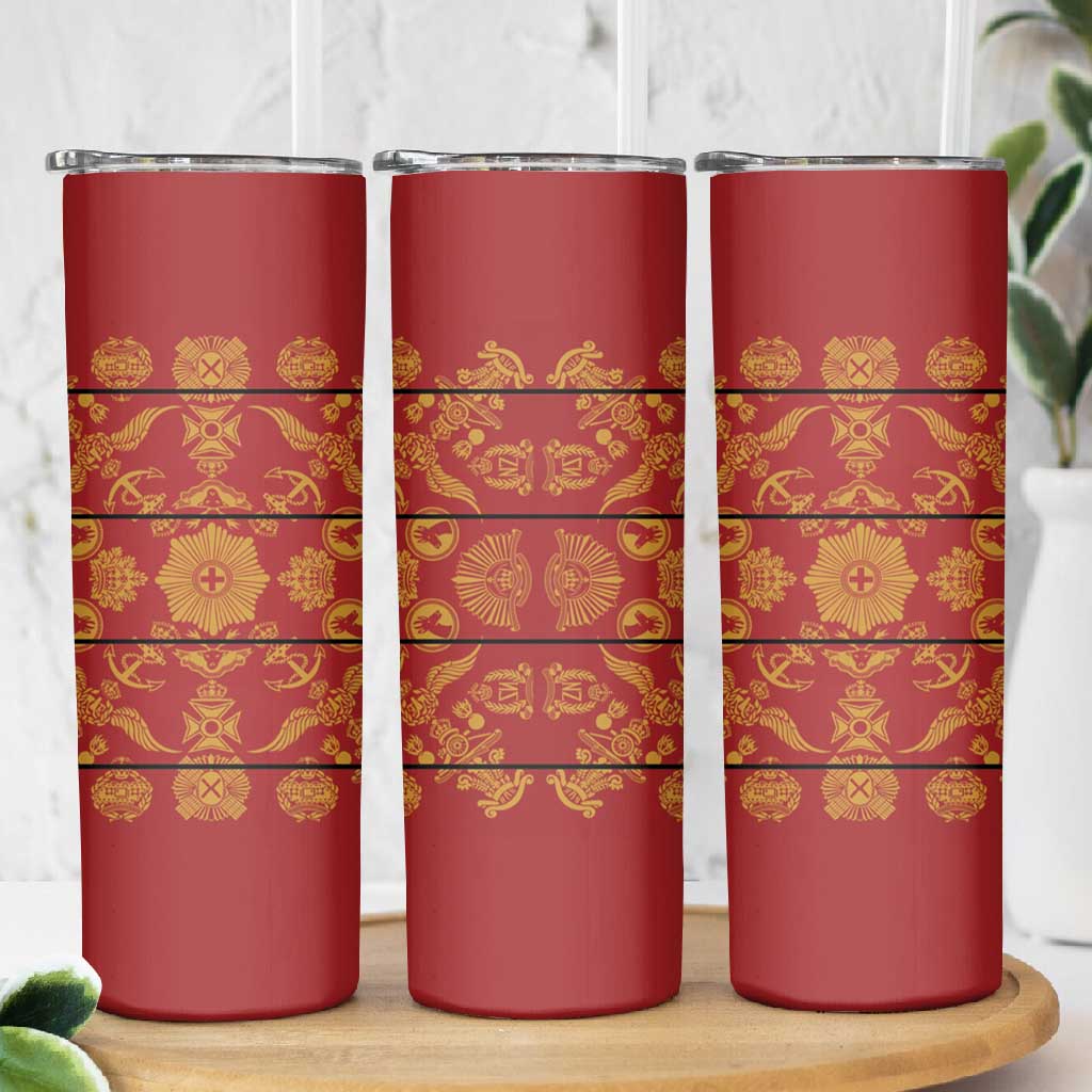 Basotho Blanket Skinny Tumbler Lesotho Seanamarena Kharetsa Royal Red LT15
