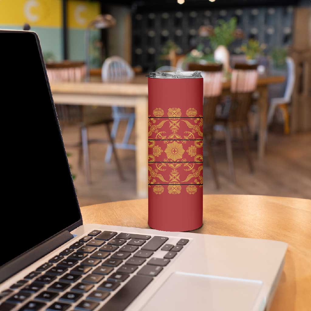 Basotho Blanket Skinny Tumbler Lesotho Seanamarena Kharetsa Royal Red LT15