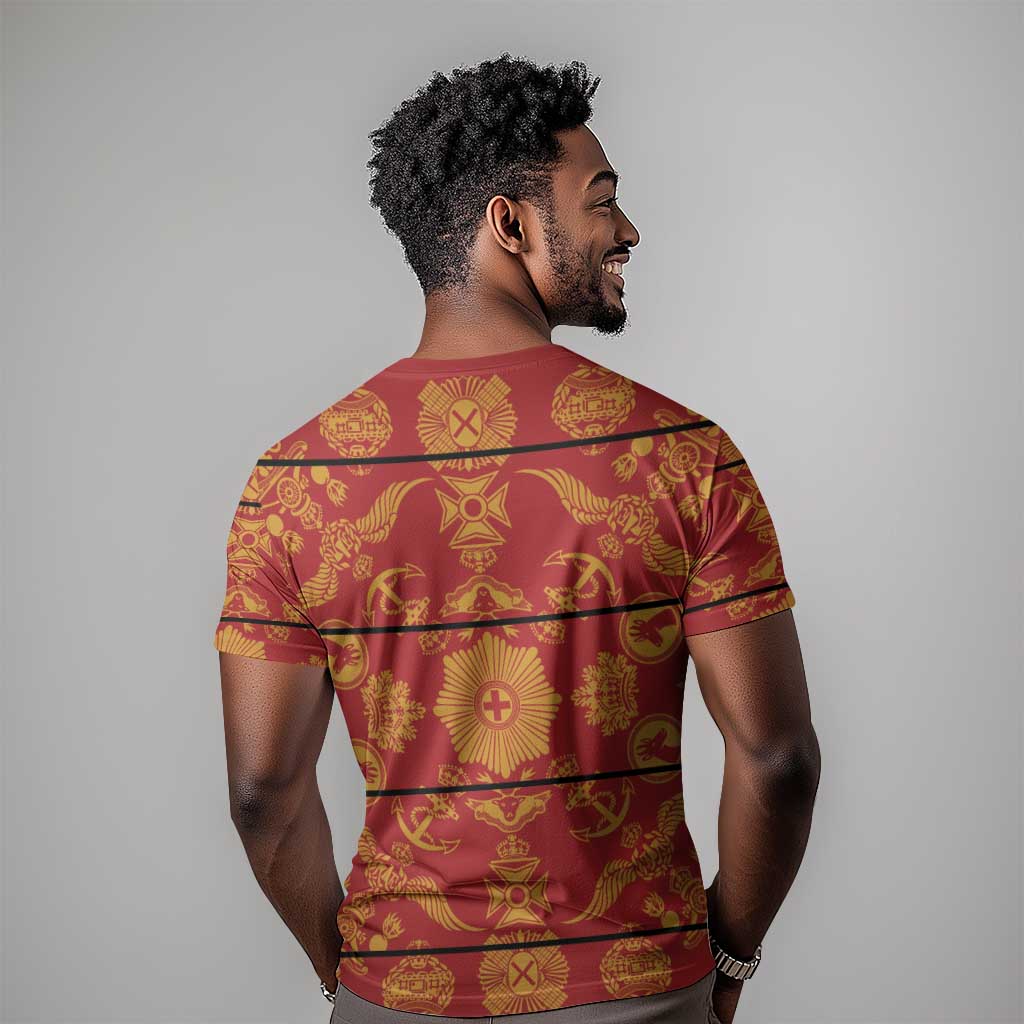Basotho Blanket T shirt Lesotho Seanamarena Kharetsa Royal Red LT15