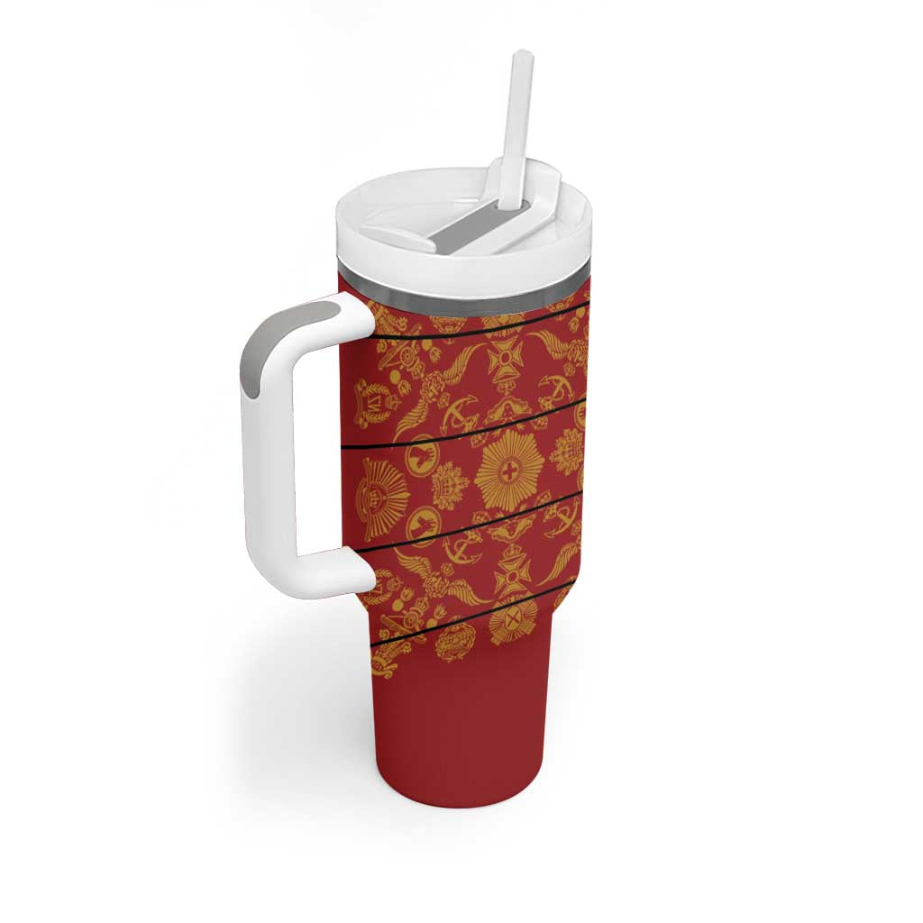 Basotho Blanket Tumbler With Handle Lesotho Seanamarena Kharetsa Royal Red LT15
