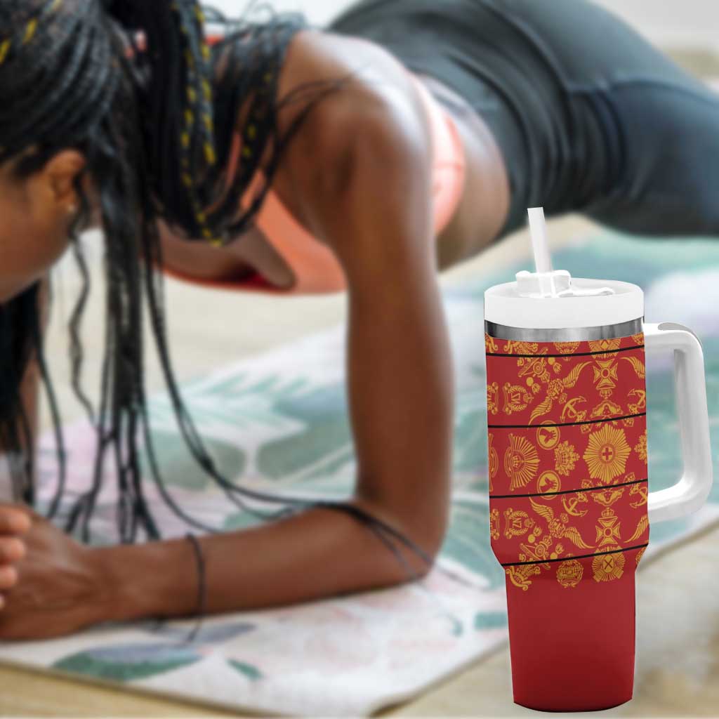 Basotho Blanket Tumbler With Handle Lesotho Seanamarena Kharetsa Royal Red LT15