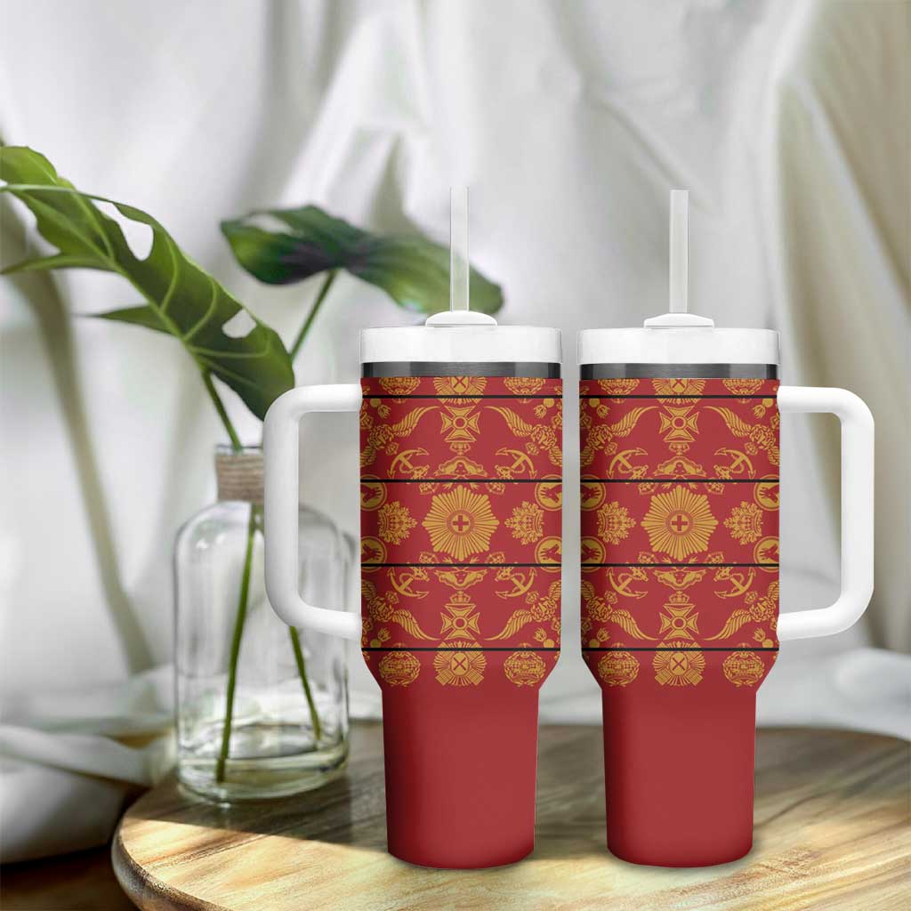 Basotho Blanket Tumbler With Handle Lesotho Seanamarena Kharetsa Royal Red LT15