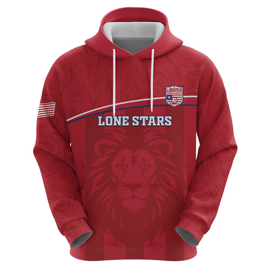Custom Liberia Football Hoodie Lion Mascot - Red LT15
