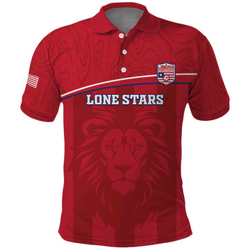 Custom Liberia Football Polo Shirt Lion Mascot - Red LT15