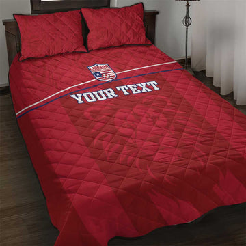 Custom Liberia Quilt Bed Set Football Lion Mascot - Red LT15