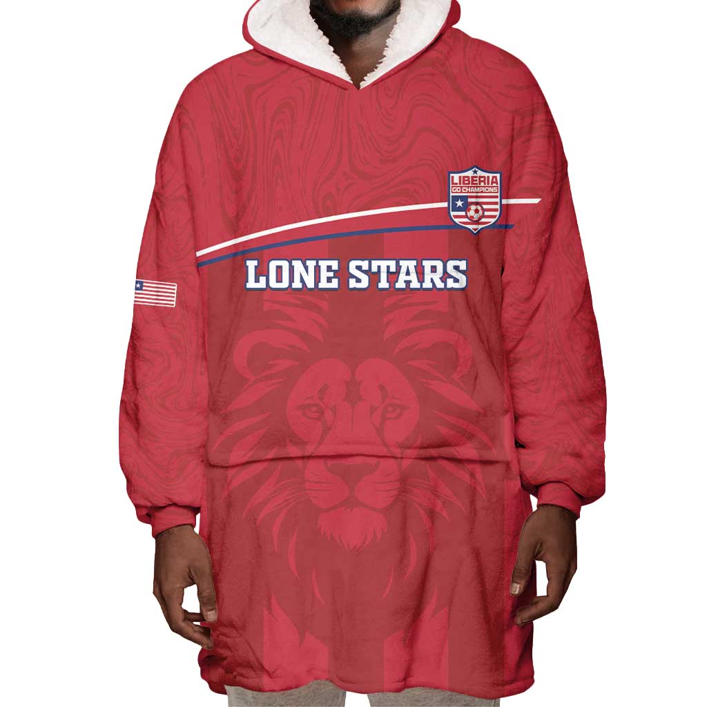 Custom Liberia Wearable Blanket Hoodie Football Lion Mascot - Red LT15