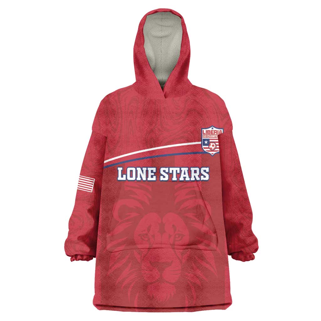 Custom Liberia Wearable Blanket Hoodie Football Lion Mascot - Red LT15