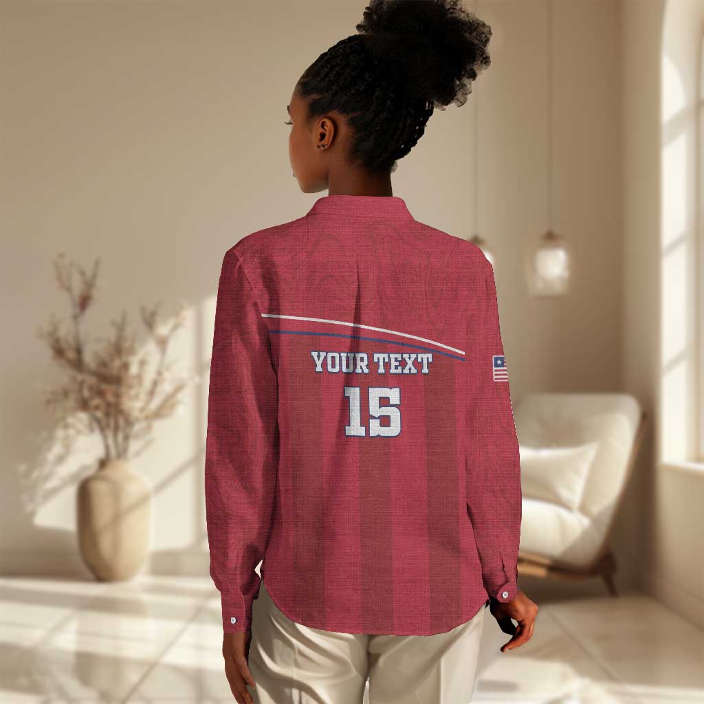 Custom Liberia Women Casual Shirt Football Lion Mascot - Red LT15