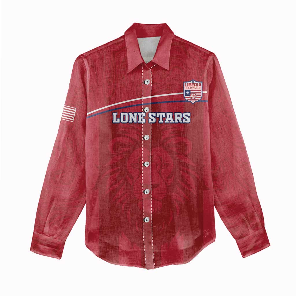Custom Liberia Women Casual Shirt Football Lion Mascot - Red LT15