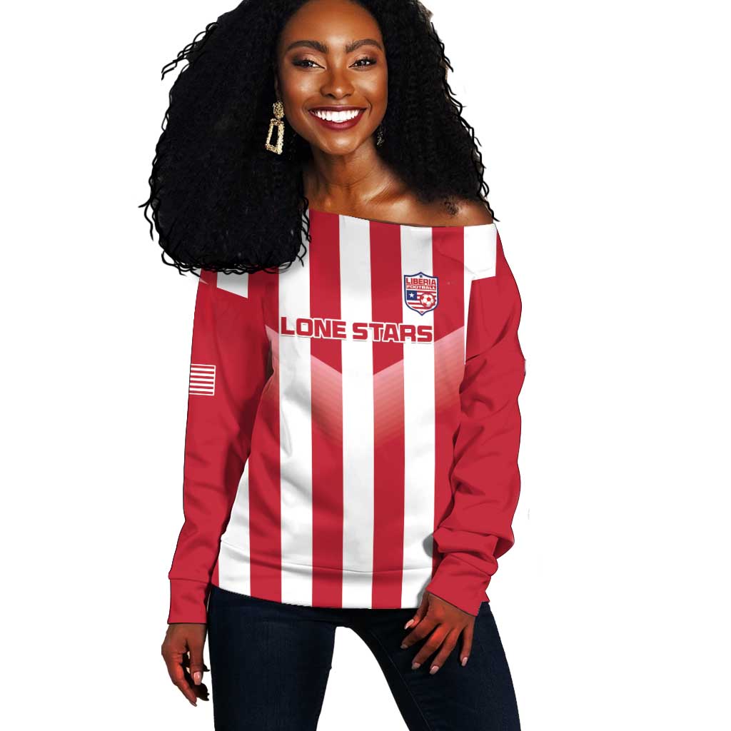Custom Liberia Football Off Shoulder Sweater The Lone Stars Sporty Style LT15