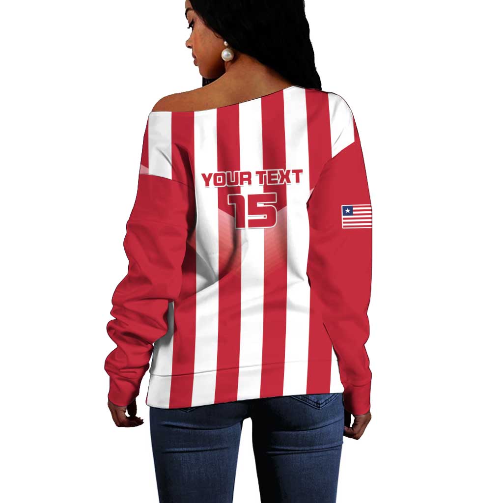 Custom Liberia Football Off Shoulder Sweater The Lone Stars Sporty Style LT15