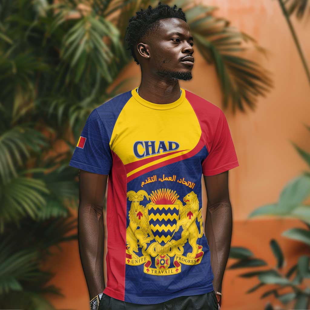 Afro Tchad Personalised T shirt Coat Of Arms - African Pattern LT15
