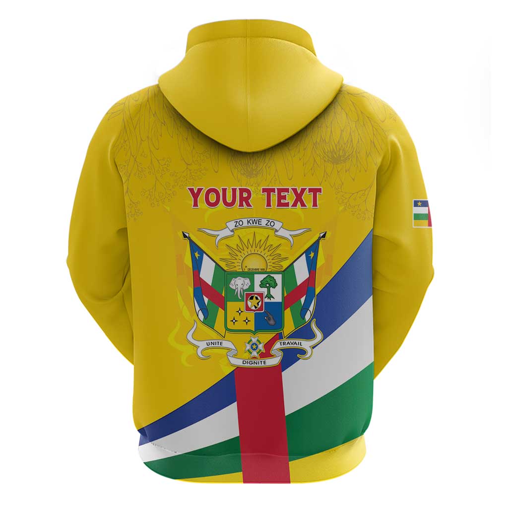 Personalised Central African Republic Independence Day Hoodie Coat Of Arms Proteas LT15