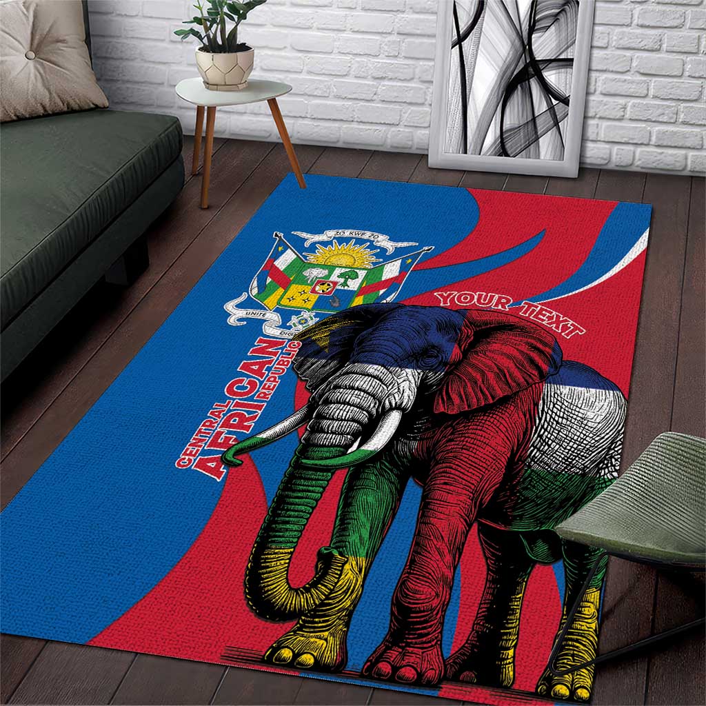Personalised Central African Republic Elephant Area Rug Coat Of Arms With Map LT15