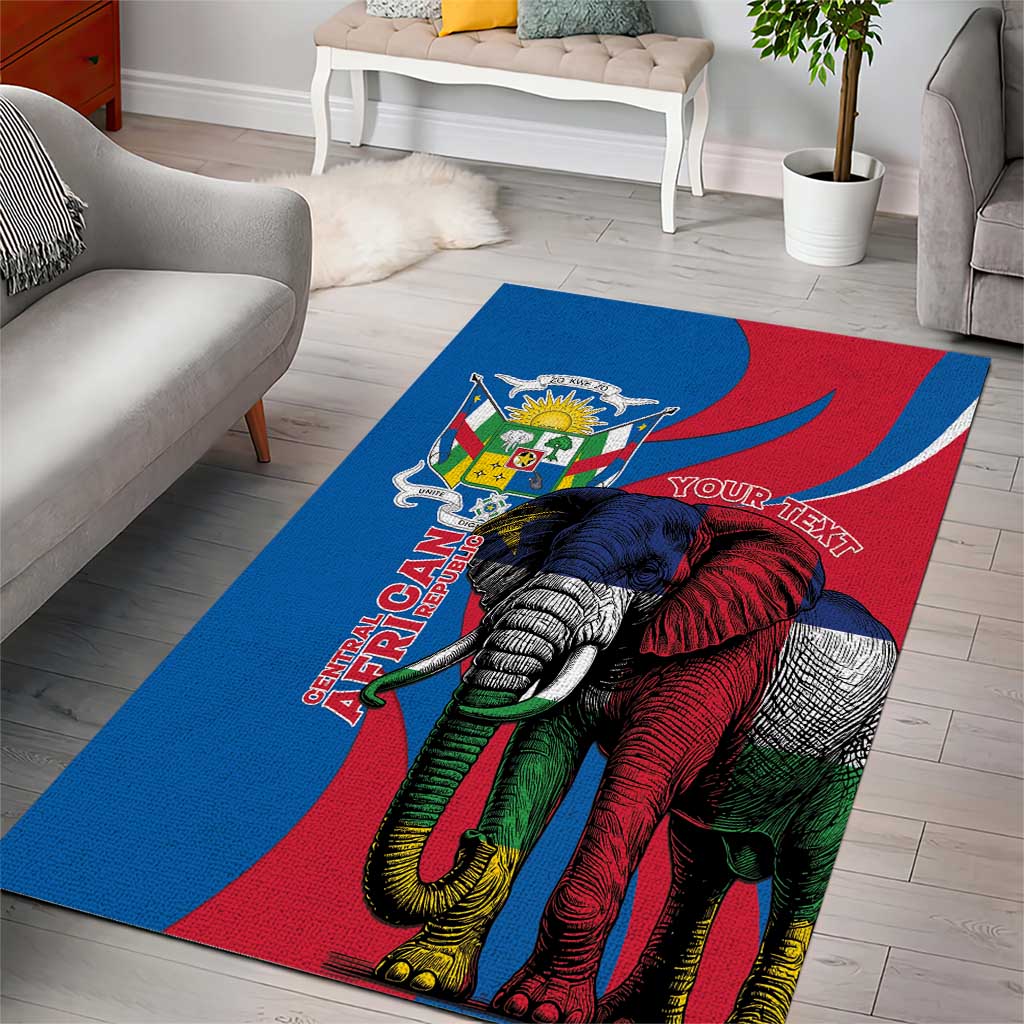 Personalised Central African Republic Elephant Area Rug Coat Of Arms With Map LT15