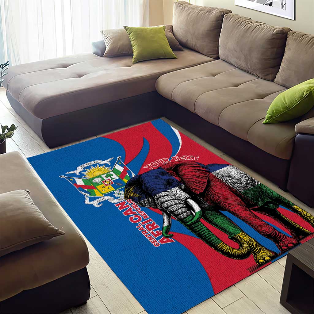 Personalised Central African Republic Elephant Area Rug Coat Of Arms With Map LT15